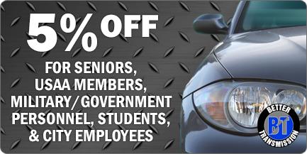5% Off - For Seniors, USAA Members, Military/Government Personnel, Students, & City Employees